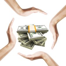 Dollar Bills With Human Hands Around It Royalty Free Stock Photos Dollar Bills With Human Hands Around It Royalty Free Stock Photos