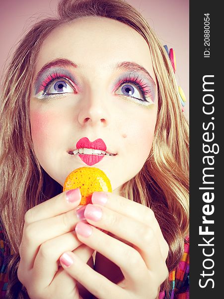 Girl Loves Colorful Macaroons