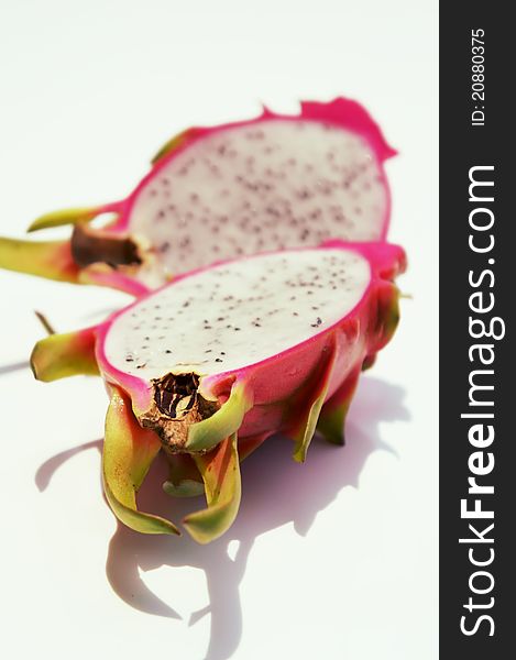 A Dragon Fruit cut in half