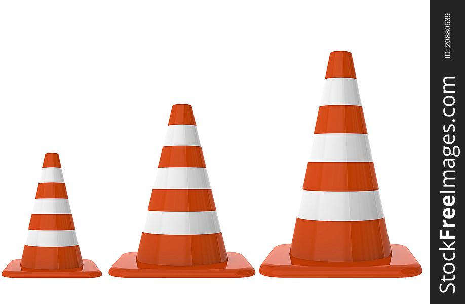 Traffic cones on different size