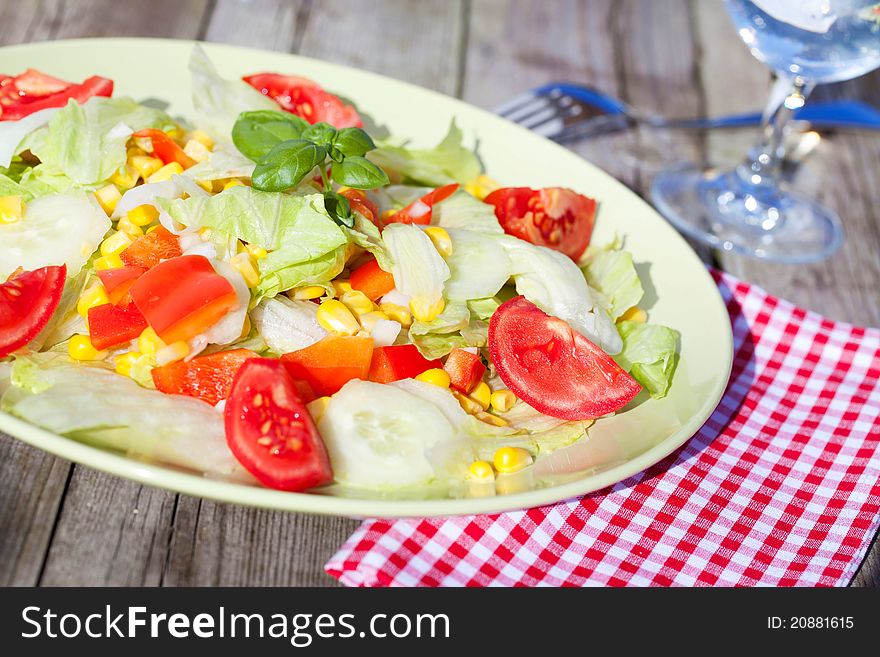 Fresh vegetable salad with tomato