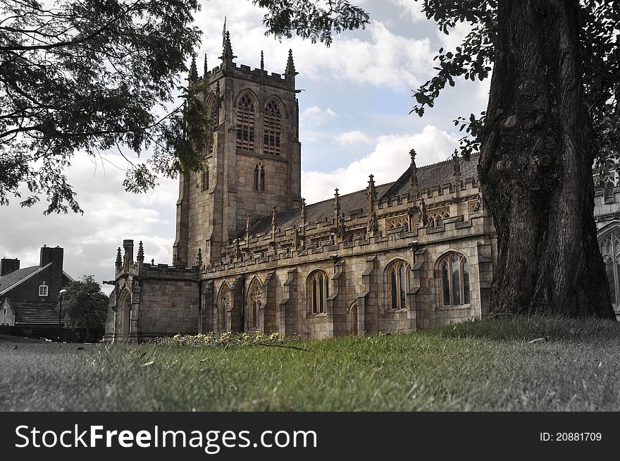 Traditional British parish church in Rochdale UK. Traditional British parish church in Rochdale UK