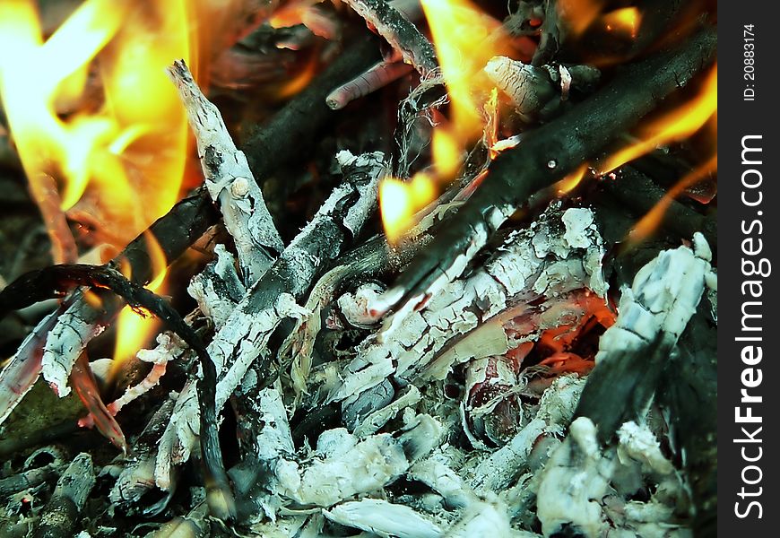 The campfire background close up.