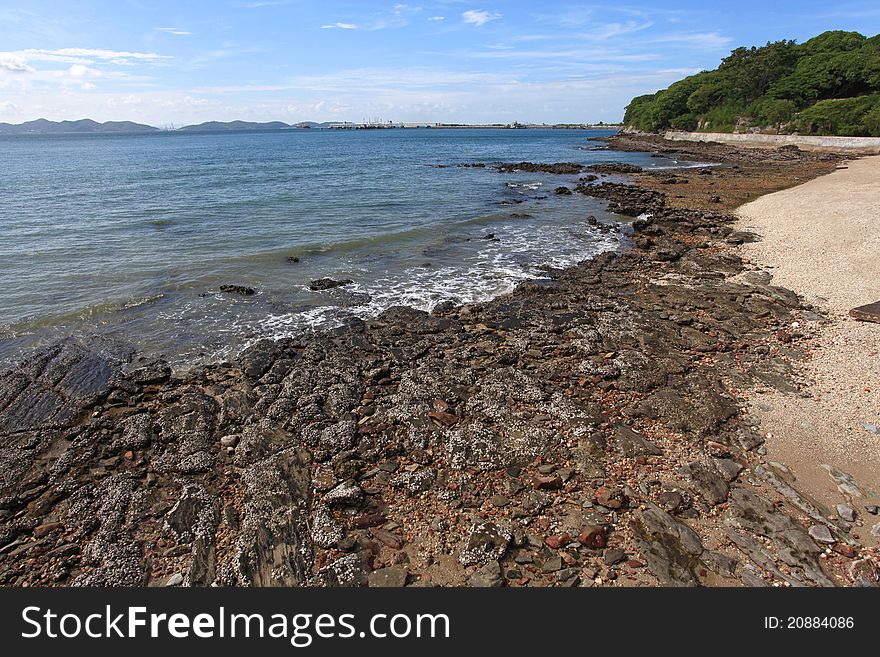 Rocky Coast and beach at Srichang Island PattayaThailand. Rocky Coast and beach at Srichang Island PattayaThailand