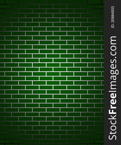 Illustration with a green wall brick texture. Illustration with a green wall brick texture