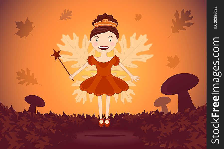 Autumn Fairy In Wood