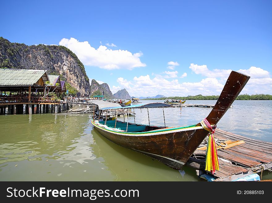 Long tail boat at phangnga bay thailand