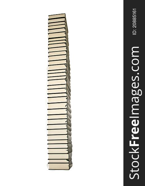 A tower of books on a white background. A tower of books on a white background