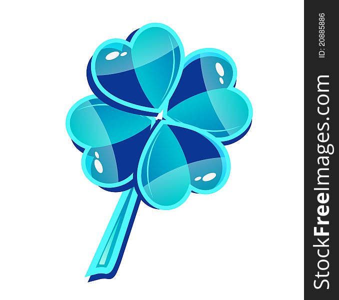 Abstract vector blue glass clover symbol