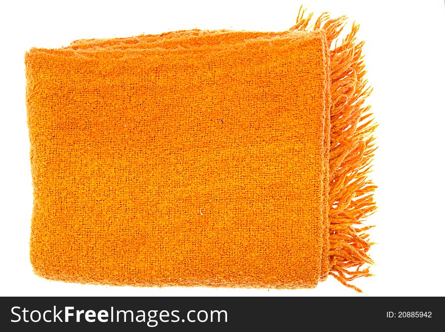 Orange plaid wool isolated on white. Orange plaid wool isolated on white