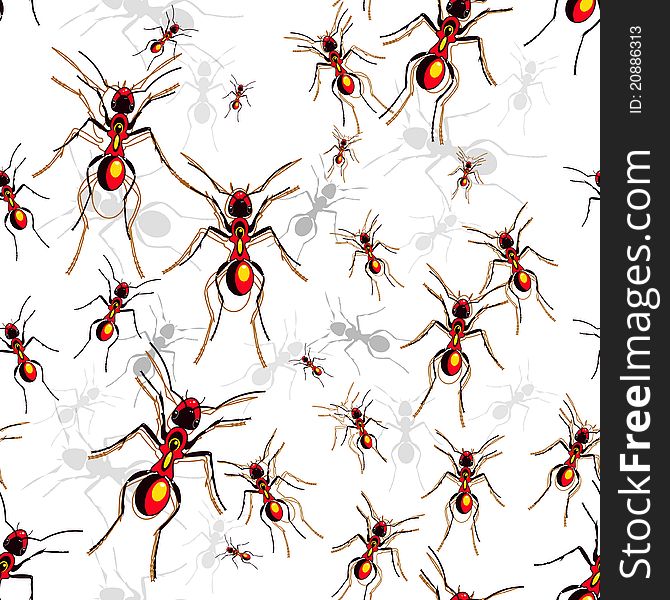 Vector seamless texture with multicolor drawing ants. Vector seamless texture with multicolor drawing ants