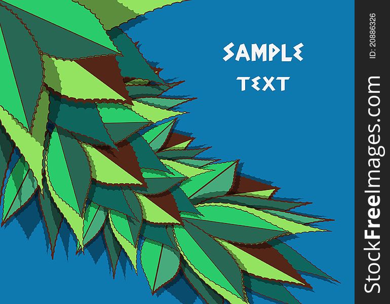 Vector blue background with green drawing agave leafs