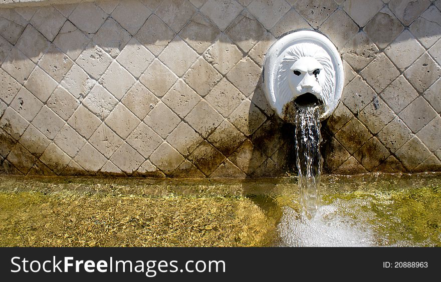 A lion head fountain in the Spili place, around Rethymno city