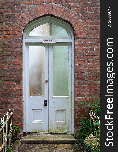 Abandon building with wood door. Abandon building with wood door