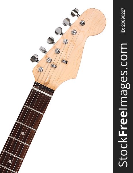 Image of guitar fingerboard isolated over white background. Image of guitar fingerboard isolated over white background