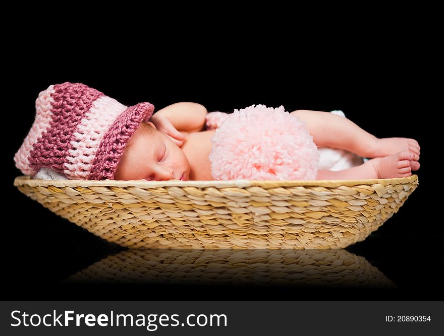 Portrait of a newborn caucasian girl