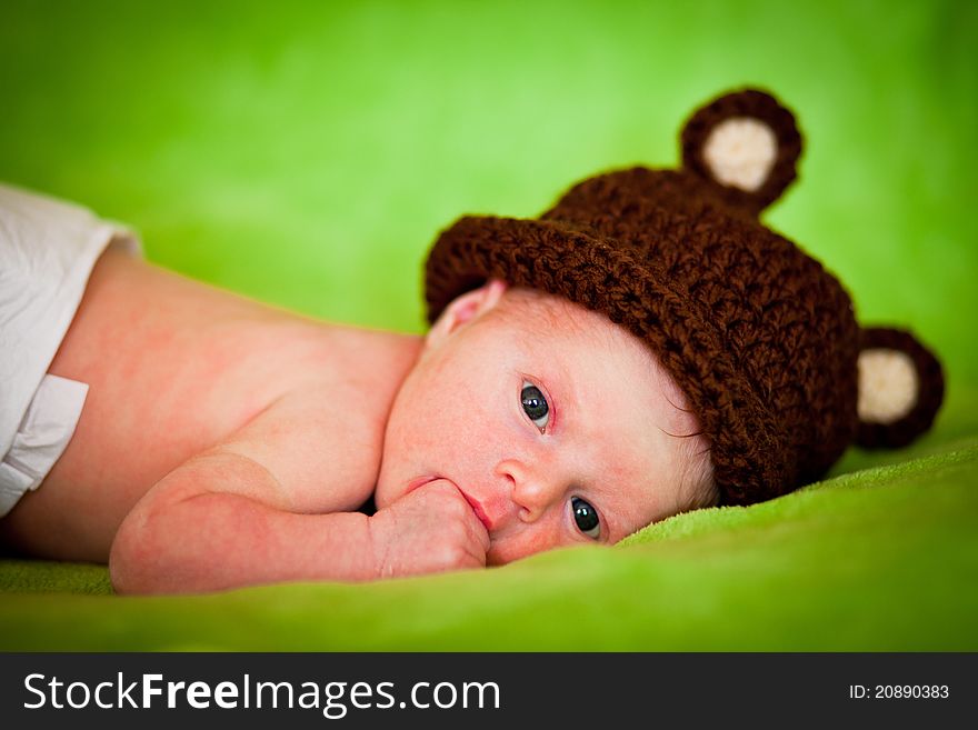 Portrait of a newborn caucasian girl