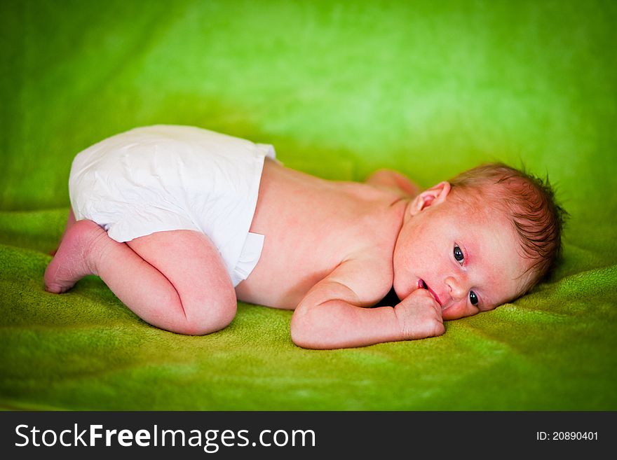 Portrait of a newborn caucasian girl