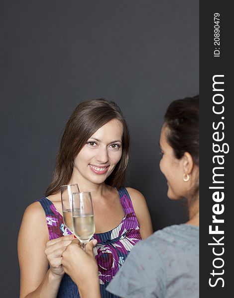 Two Woman Drinking Champagne