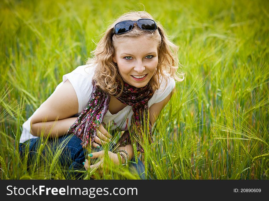 Young Girl In Wheat Field