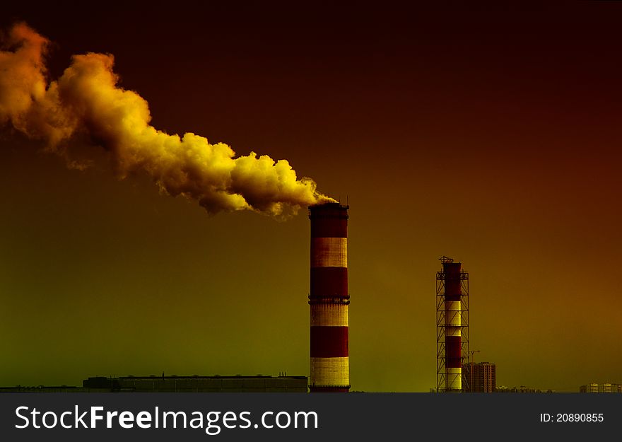 Image of factory smoke polluting air. Image of factory smoke polluting air