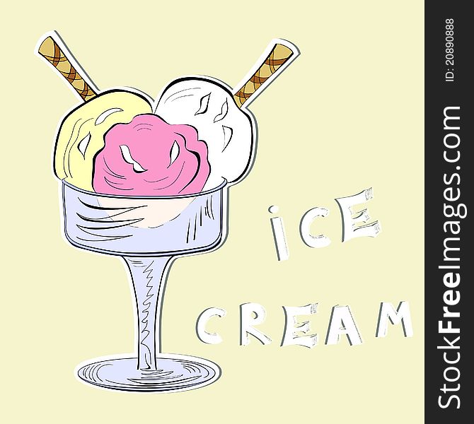 Illustration of ice cream with inscription