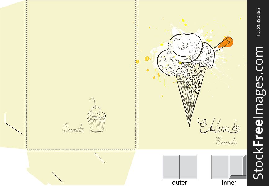 Template for folder with ice cream