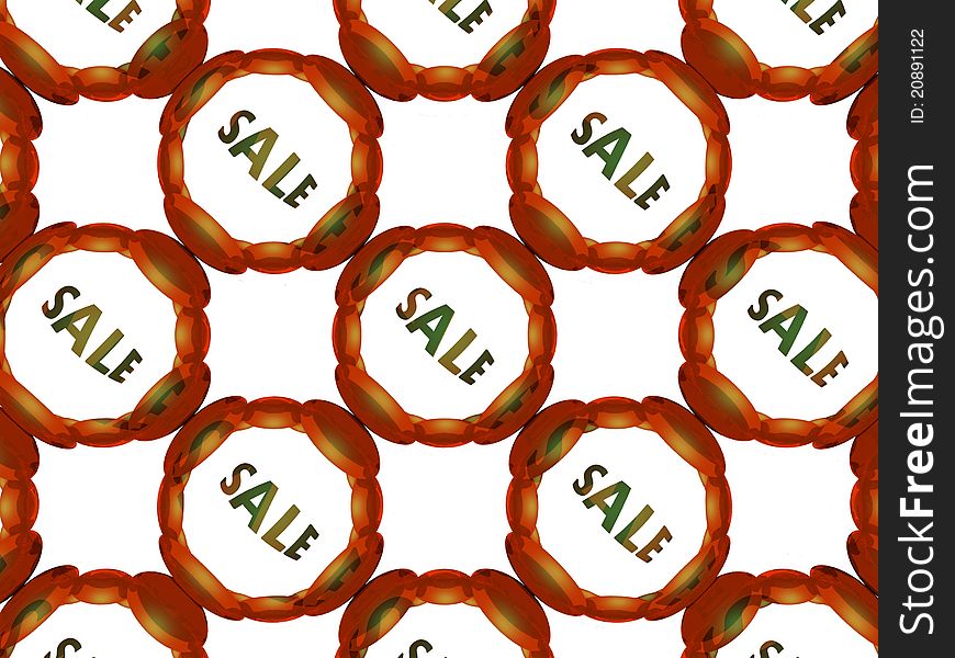 3D image of reflective white balls with text SALE. 3D image of reflective white balls with text SALE