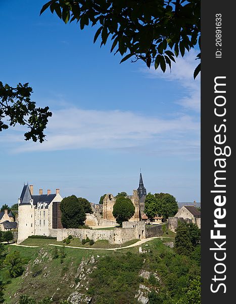 A classic medieval French village from a distance. A classic medieval French village from a distance