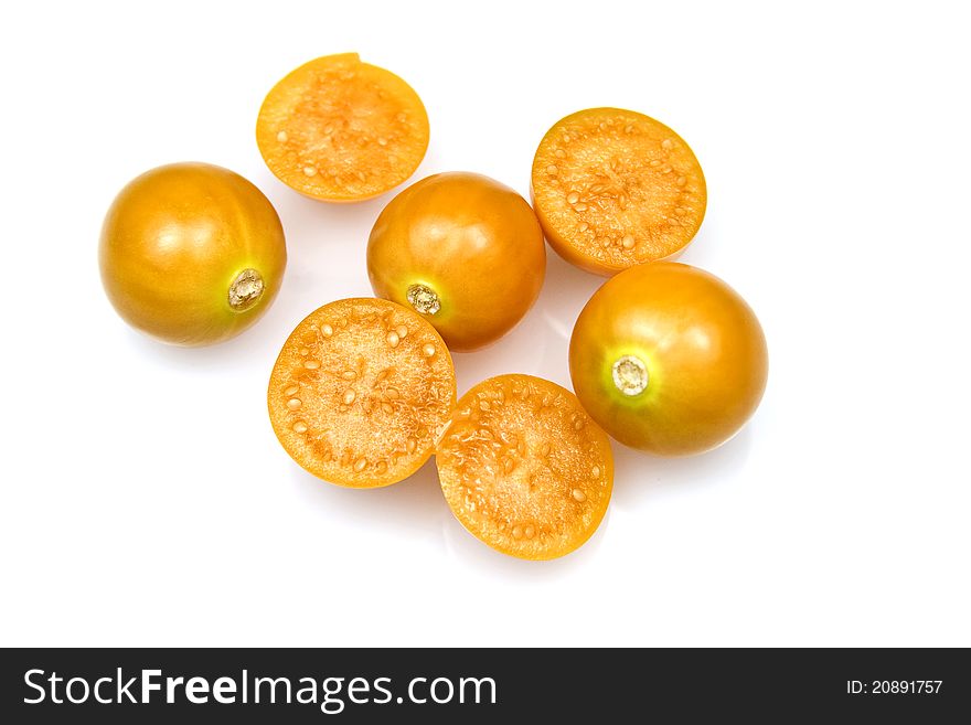 Delicious and ripe cape gooseberries isolated on white background. Delicious and ripe cape gooseberries isolated on white background