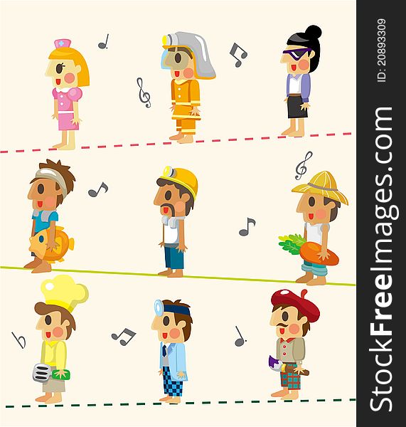 Cartoon people job seamless pattern,vector,illustration