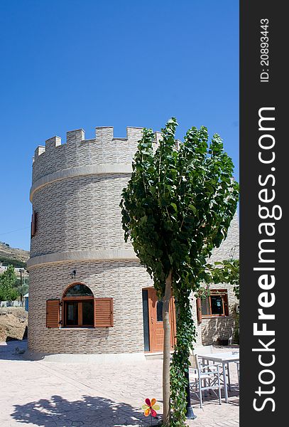 Brick tower around Rethymno city