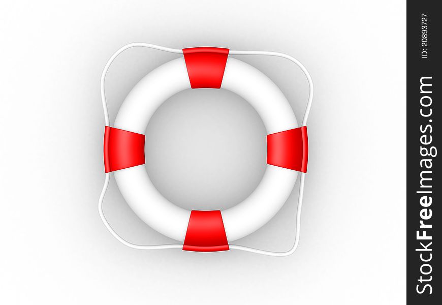 White Life Buoy With Rope Isolated