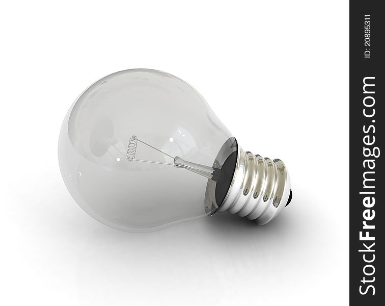 Light bulb on white surfase 3d