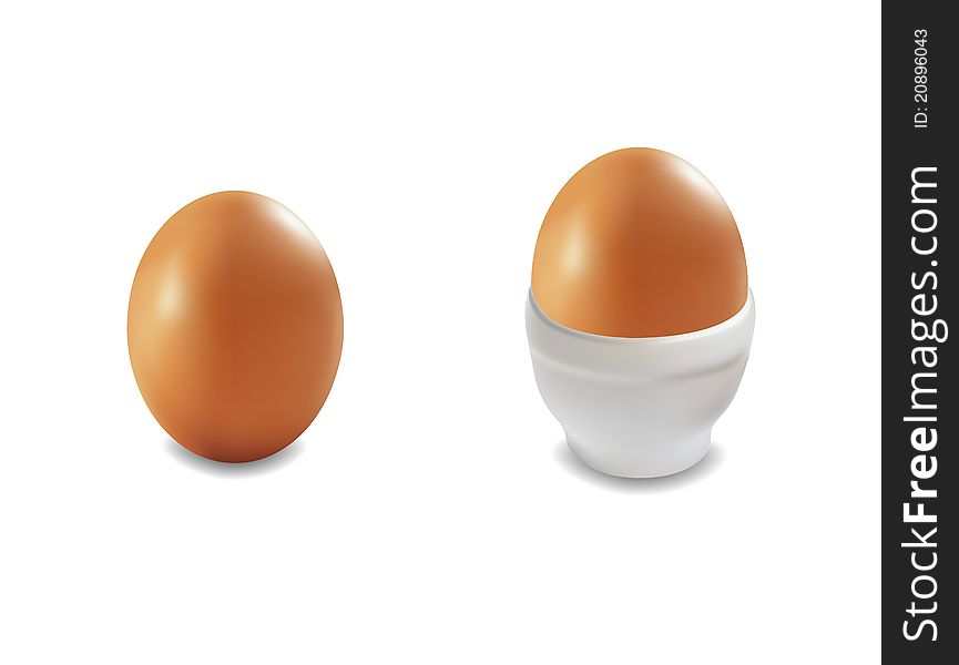 A brown single egg and egg white in a stand. A brown single egg and egg white in a stand.