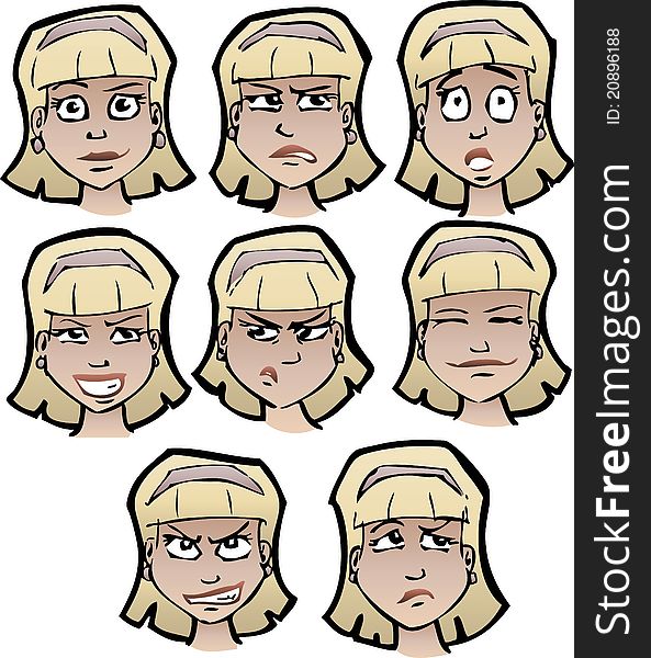 Cartoon faces female