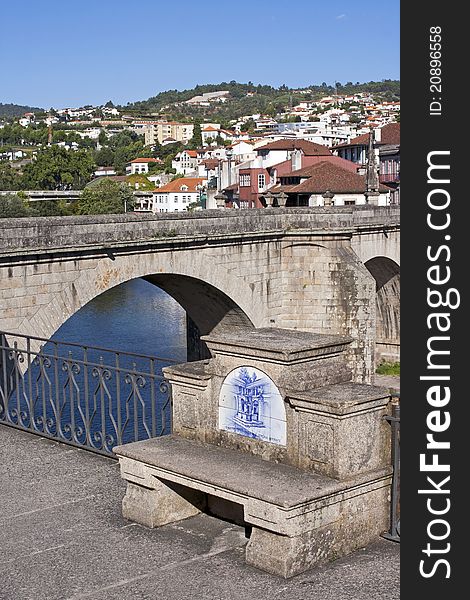 View of the city of Amarante in Portugal from the Saint Goncalo bridge. View of the city of Amarante in Portugal from the Saint Goncalo bridge