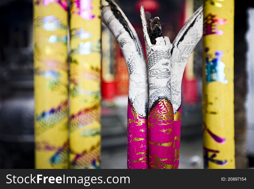 Incense sticks in a buddist temple in China. Incense sticks in a buddist temple in China.