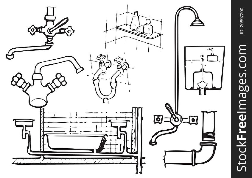 Illustrations for the design theme for plumbing work. Vector. Illustrations for the design theme for plumbing work. Vector.