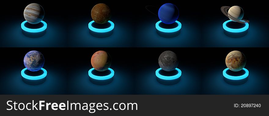 Render of the planets of our solar system. Render of the planets of our solar system