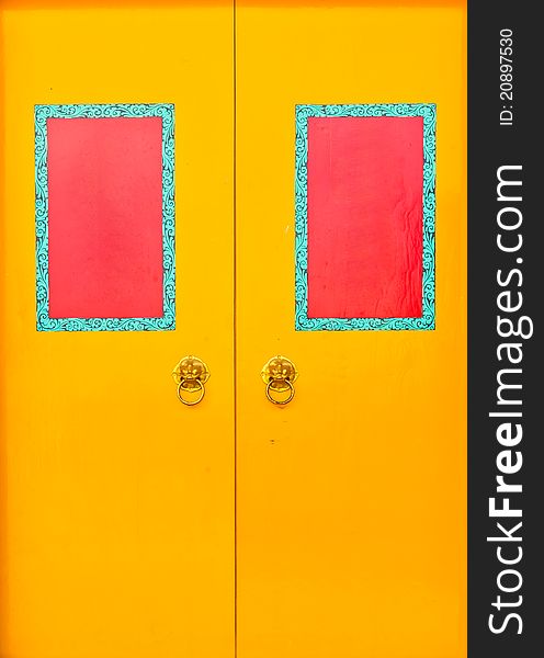 Yellow Doors With Red Frame