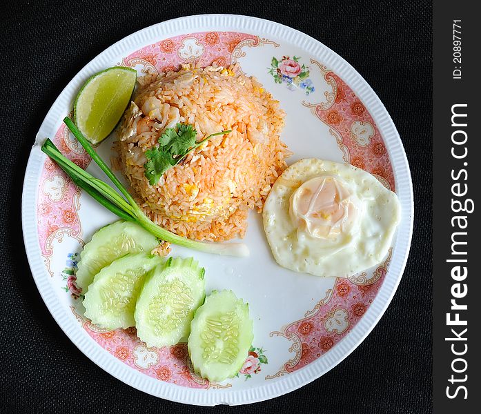 Fried rice and fried egg in thai style