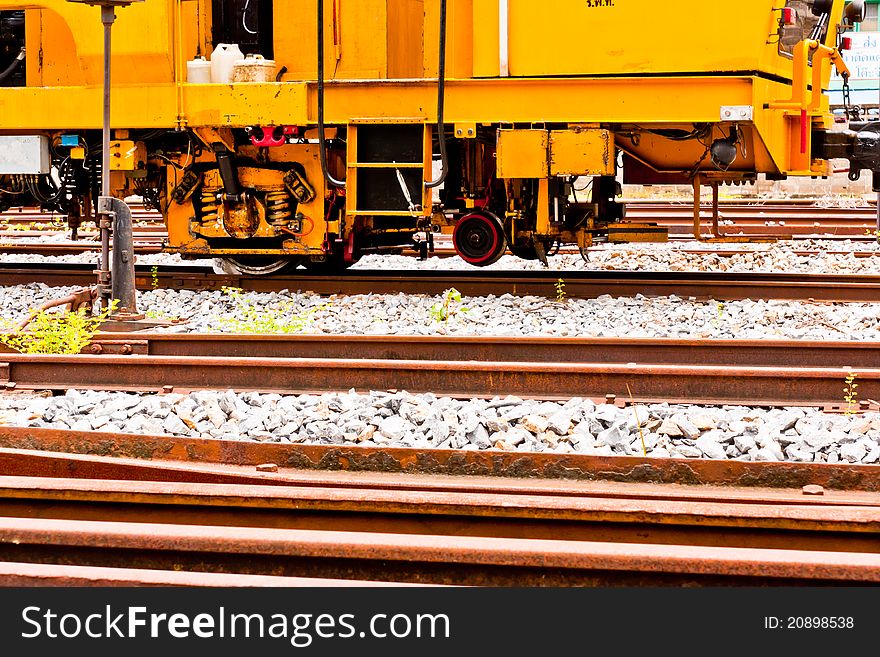 Old trains on the rail steel in thailand. Old trains on the rail steel in thailand