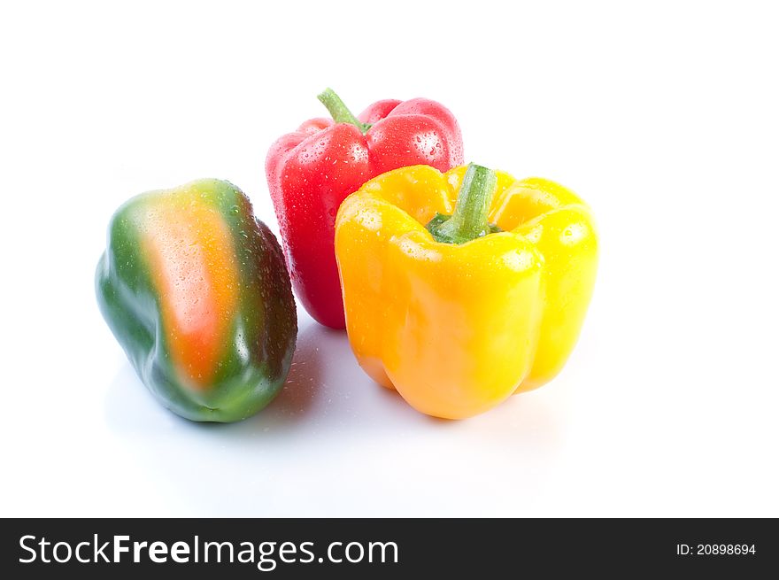 Pepper fresh vegetable closeup on white
