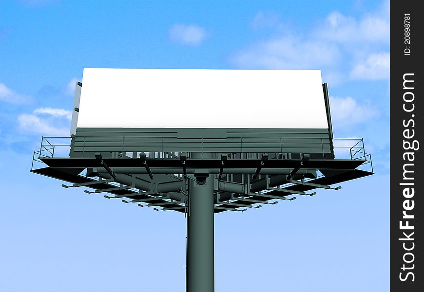 Empty billboard at sky background