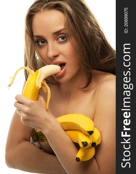 Woman Holding Bananas