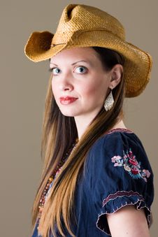 Free Smiling Girl In Western Outfit Stock Photography - 2090172