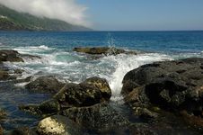 Sea, Surf, Waves, Stones, Spray Stock Image