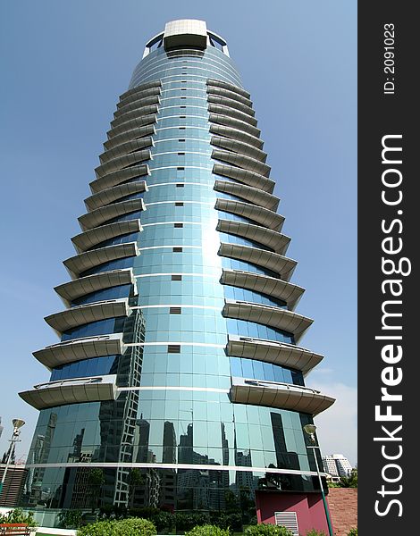 Image of a modern building in Thailand taken with a wide angle lens. Image of a modern building in Thailand taken with a wide angle lens