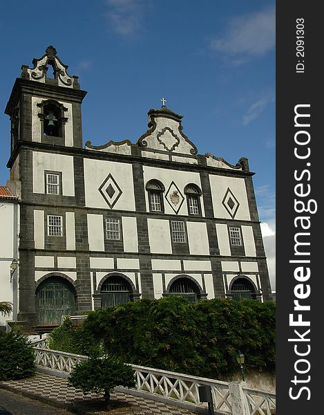 Old Azores church against a blue sky